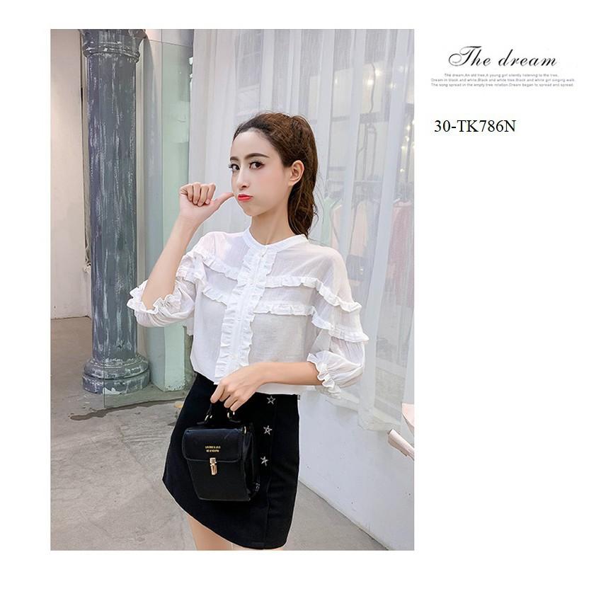 TK745-ÁO SƠ MI VIỀN BÈO TAY LỠ S-6XL