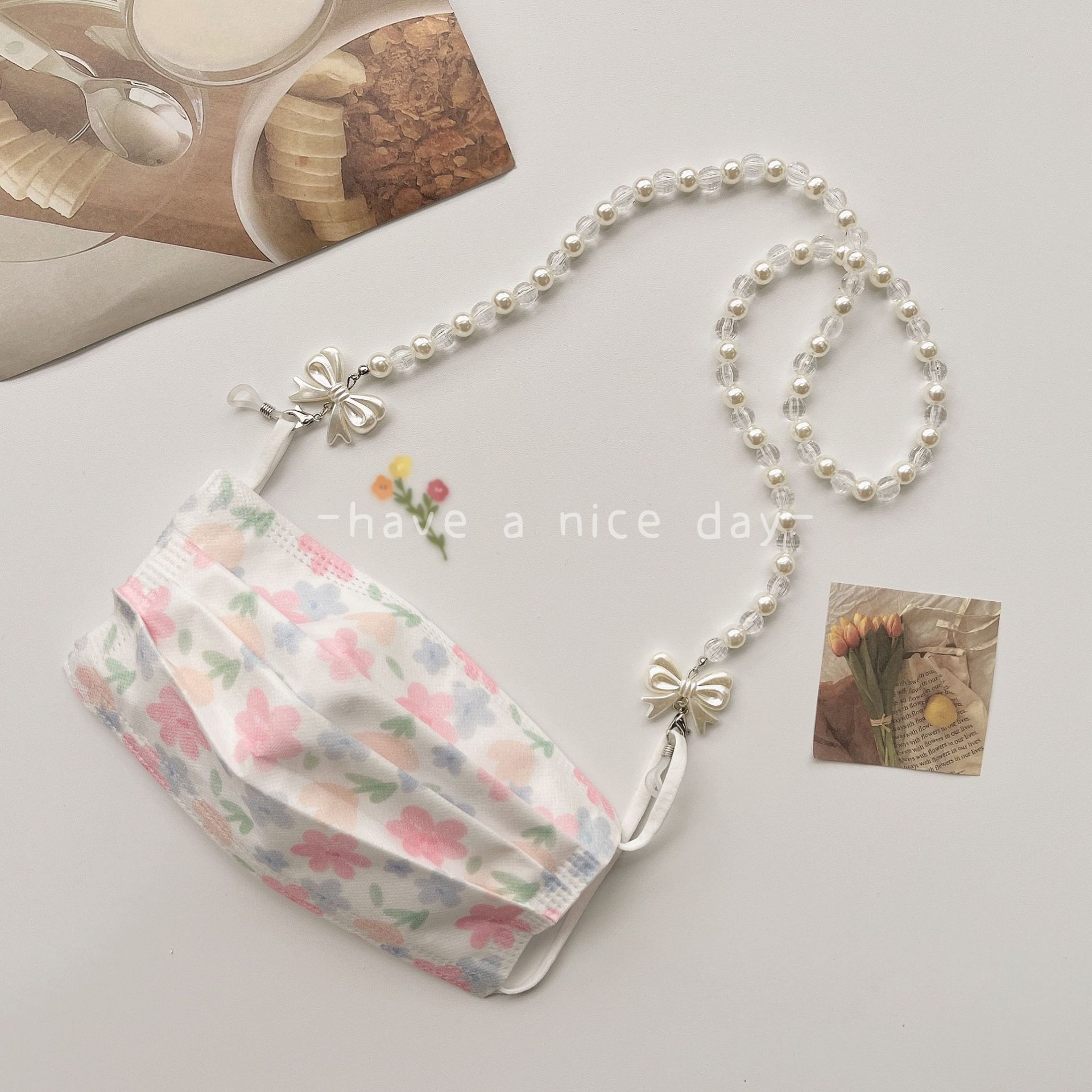 Chuỗi giữ gọng kính mix nơ chống rơi vỡ thất lạc dây đeo airpod khẩu trang phong cách Nhật Hàn handmade