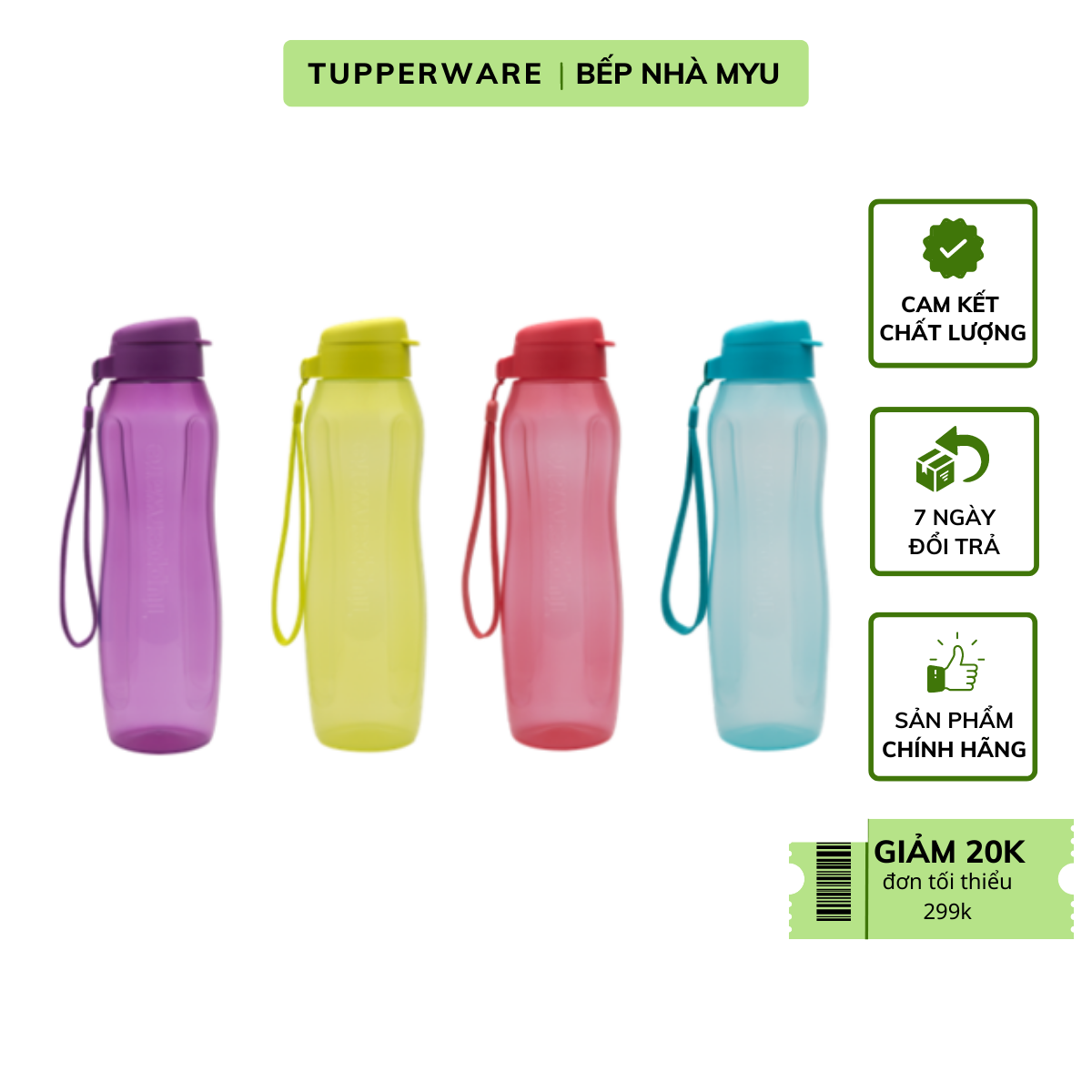 Bình Nước Tupperware Eco Bottle Gen II 1L - Hàng Chính Hãng