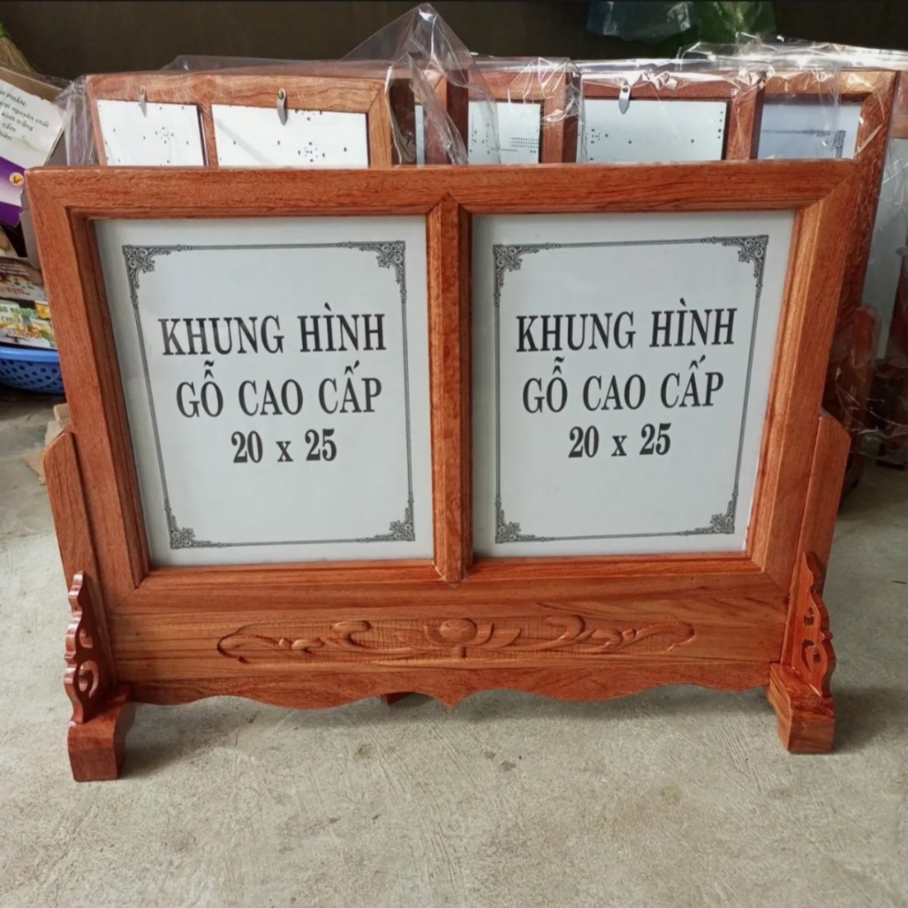 Khung ảnh thờ đôi gỗ hương cao cấp -2 kích cỡ