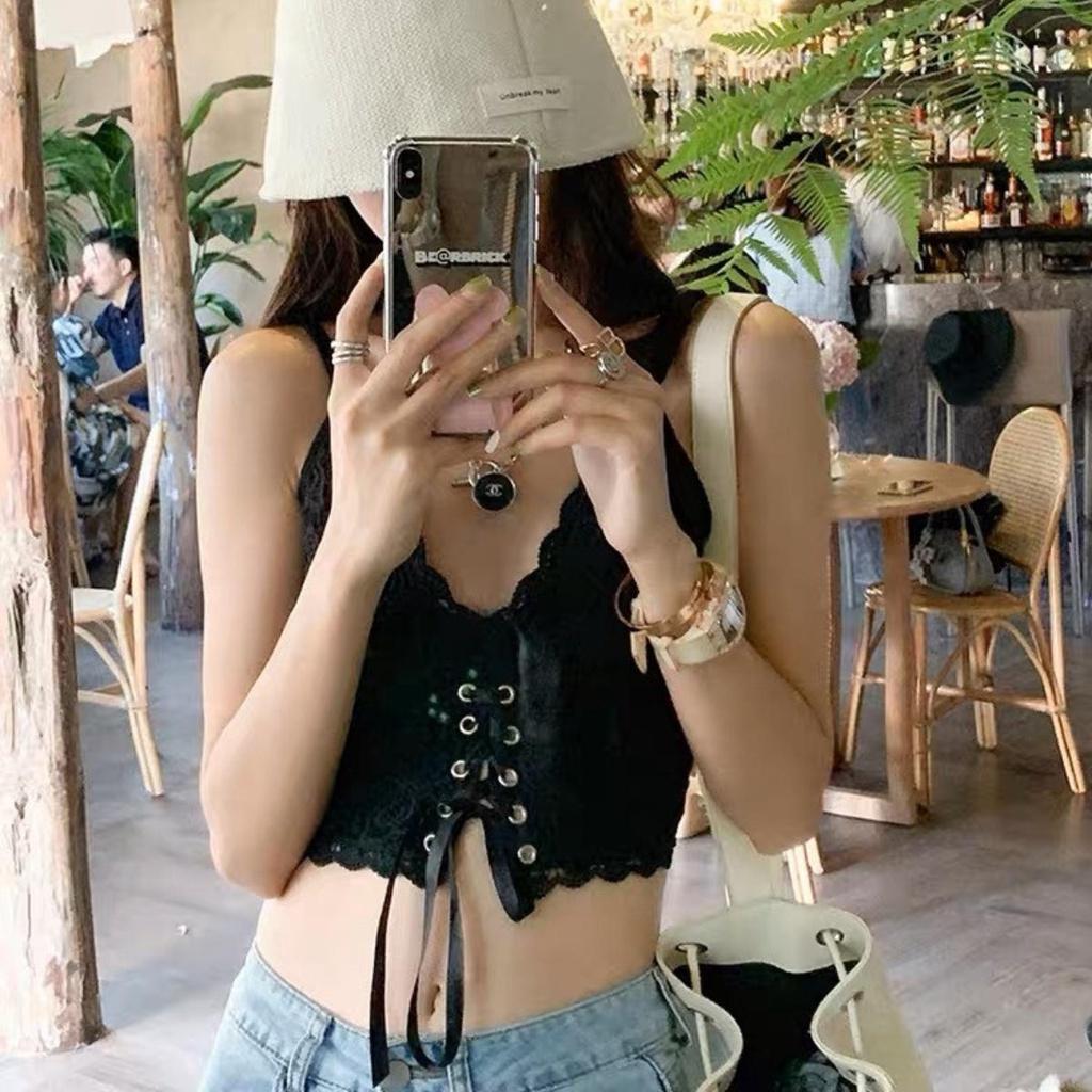 Áo croptop ren kiểu bra PINKSTORE29 phối dây buộc phong cách gợi cảm A5645