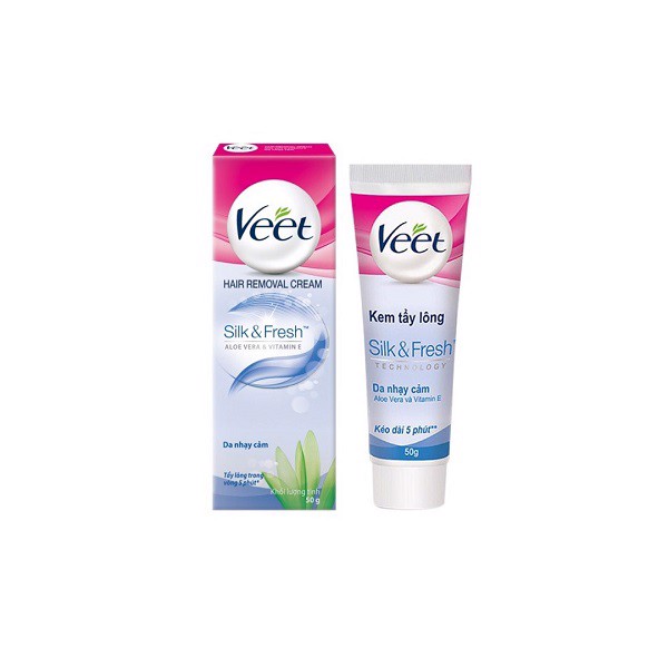 Kem tẩy lông cho da nhạy cảm Veet Silk Fresh 50g