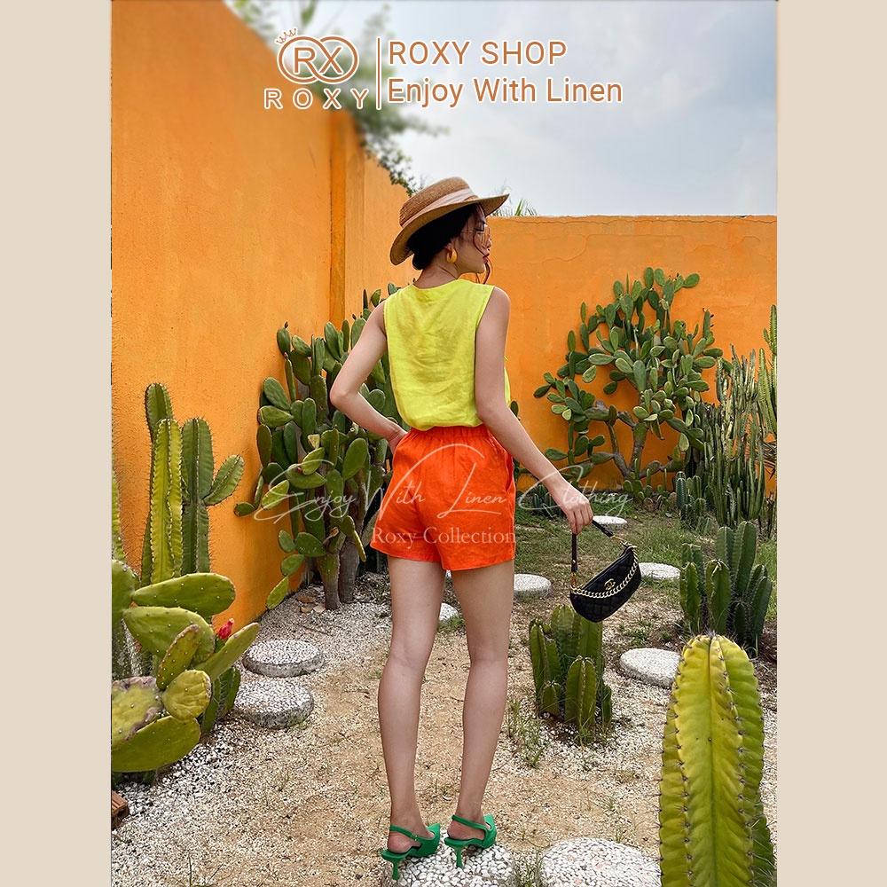 Áo Sát Nách Linen Phối Nút Cổ Tròn