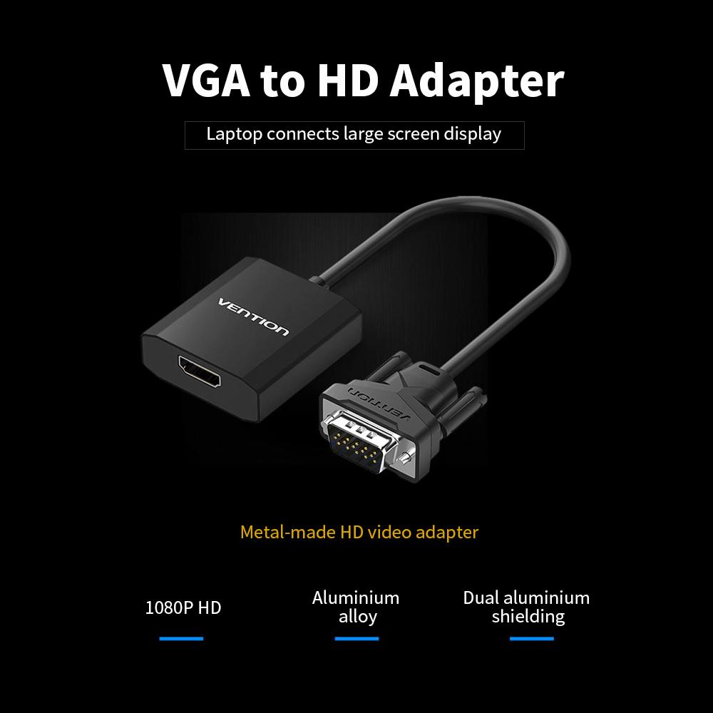 Bộ chuyển đổi VENTION VGA sang HD với Cổng âm thanh Cáp chuyển đổi HD 1080P cho Máy tính xách tay Kết nối TV / Máy chiếu 0,15m