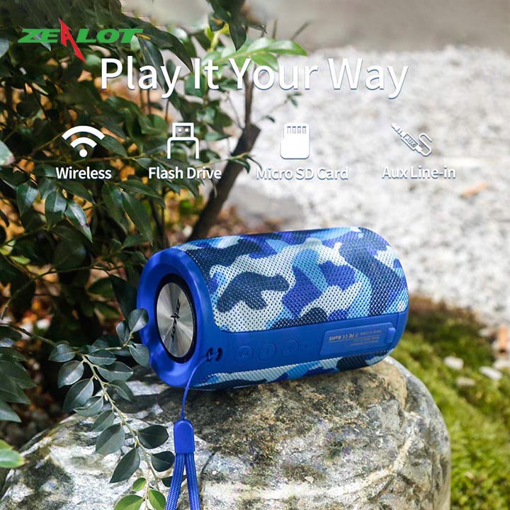 Loa bluetooth Zealot tặng kèm móc khóa chữ 5 Tech nghe nhạc không dây âm thanh siêu trầm hàng chính hãng kết nối ổn định, bluetooth 5.0 dùng cho điện thoại, laptop, PC...