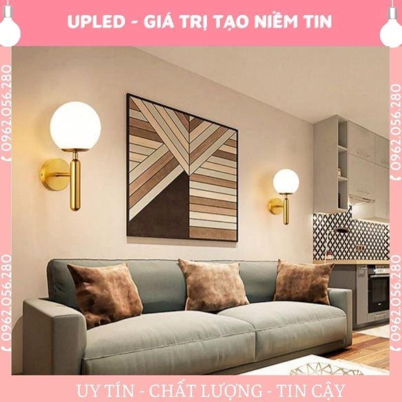 Đèn treo tường cao cấp tặng kèm bóng Led, đèn treo tường hiện đại chao cầu thân mạ vàng - Upled