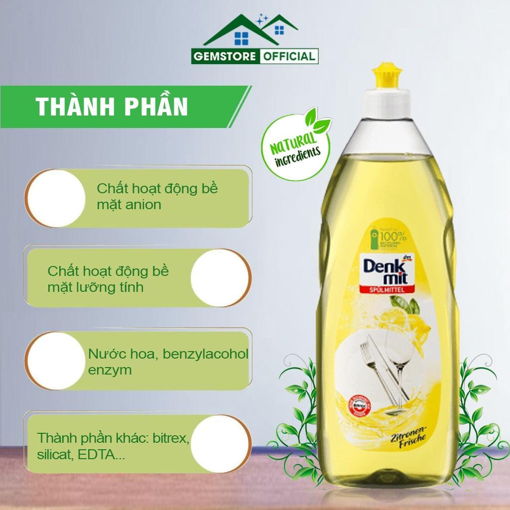 Nước Rửa Chén Bát Đa Năng Denkmit, Dung Dịch Rửa Bát Đĩa, Dung Tích 1L, Hương Chanh, Nhập Đức