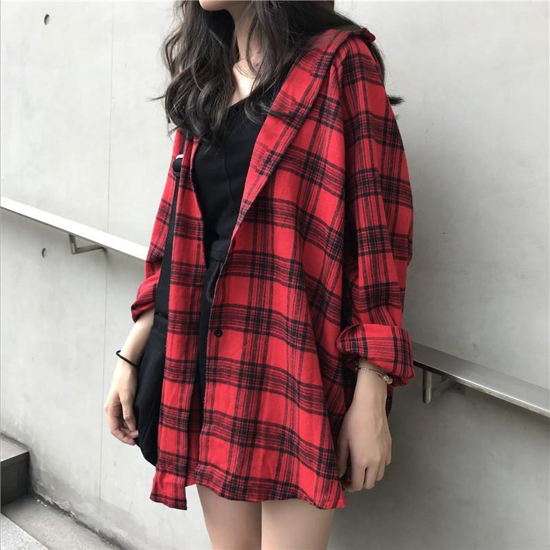 Áo Khoác Sơ Mi Caro KẺ UNISEX NAM NỮ Dài Tay 2 màu
