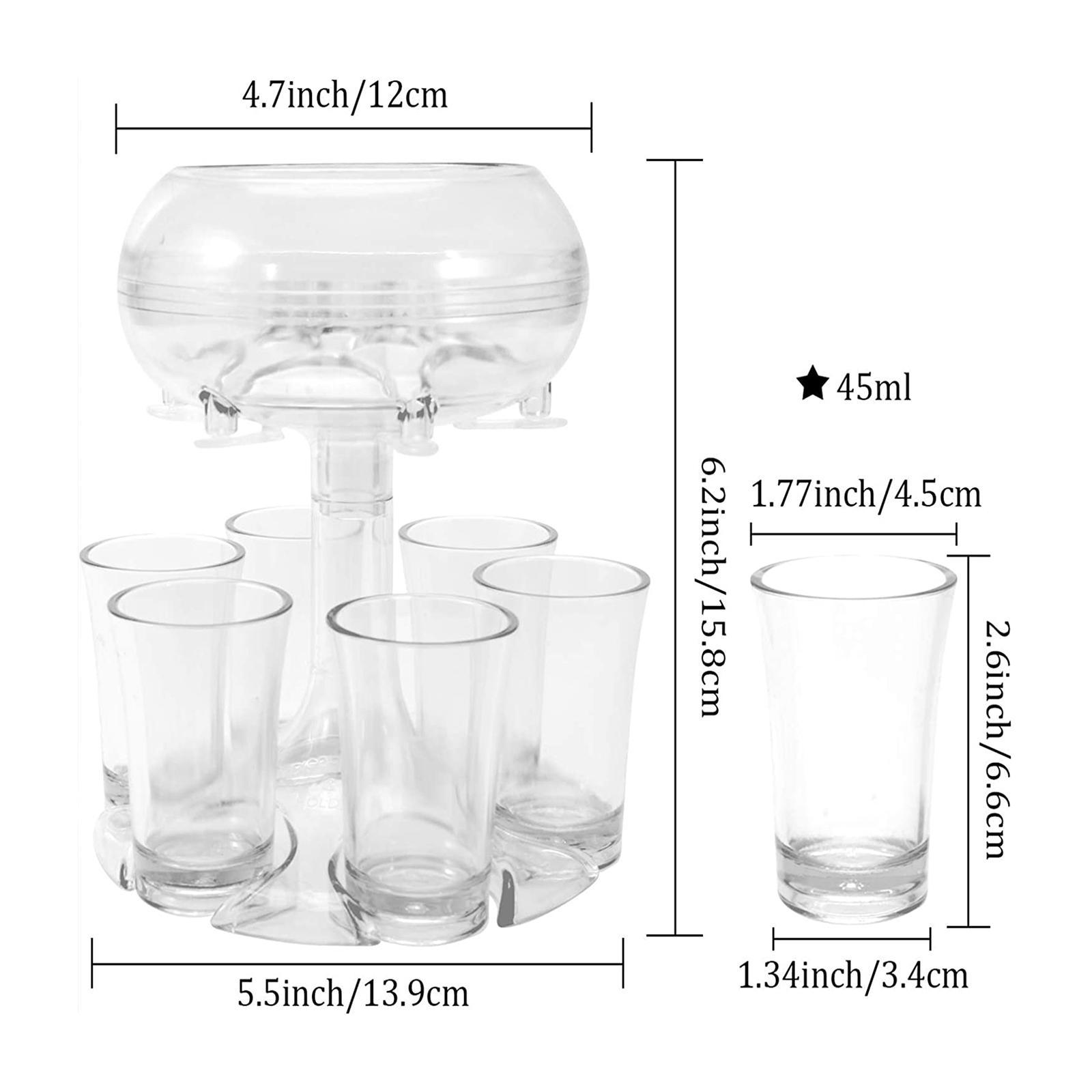 6 Shot Glass Dispenser and Holder for Beverage, Cocktail, Wine and Juice,