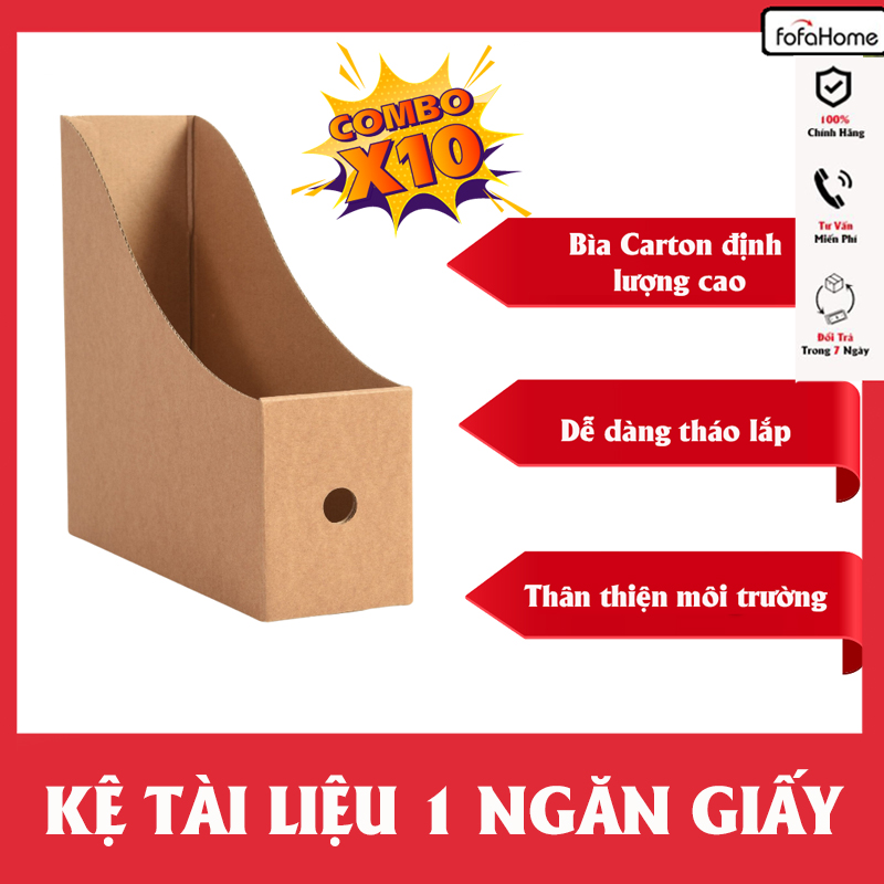 Combo 10 Kệ Sách Để Bàn, Giá Sách Để Bàn, Giá Chia Ngăn Sách, Kệ Tài Liệu 1 Ngăn Giấy Carton Có Thể Gấp Gọn Tặng Kèm 10 Nhãn Dán Phân Loại