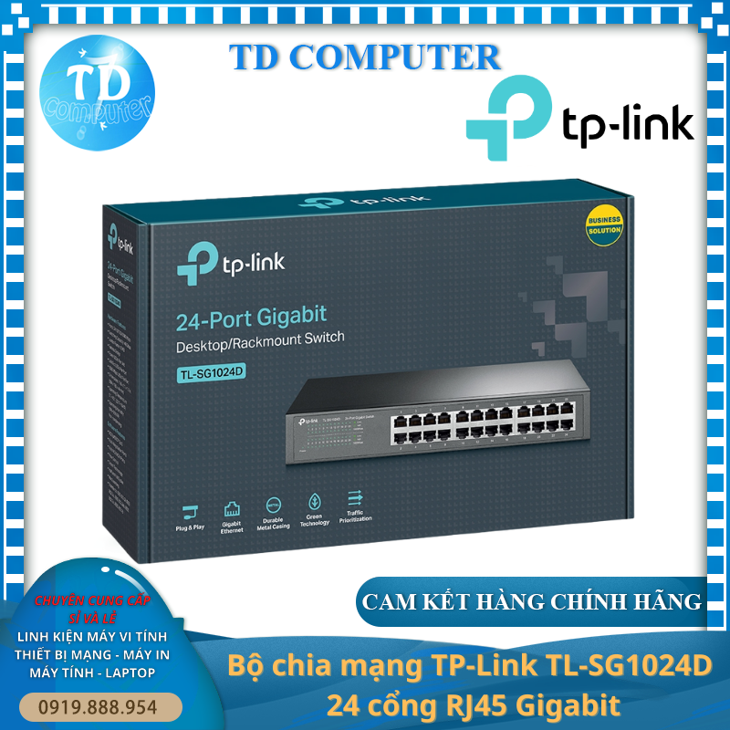 Thiết bị chia mạng TP-Link TL-SG1024D (Gigabit (1000Mbps)/ 24 Cổng/ Vỏ Thép) - Hàng chính hãng FPT phân phối