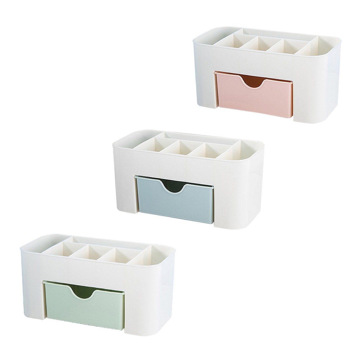 Kệ Đựng Mỹ Phẩm Mini 2 tầng bằng nhựa - Tặng 1 khay đựng đồ 3 ngăn Hàng Nhật