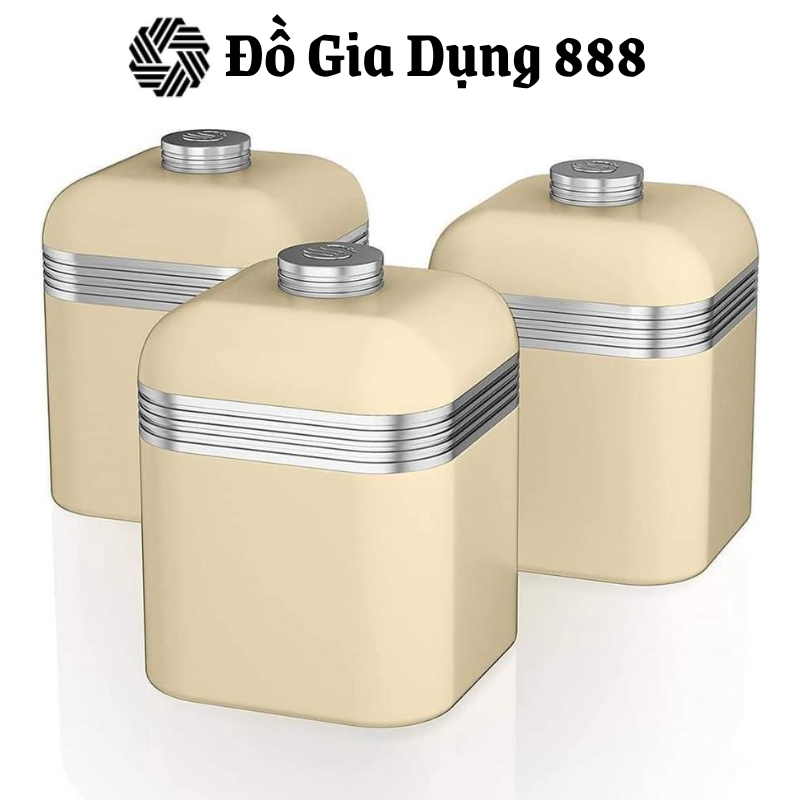 Set 3 Hộp Đựng Đường, Cà Phê, Hộp Đựng Gia Vị Swan, Phong Cách Sang Trọng, Hiện Đại, Nhập Đức