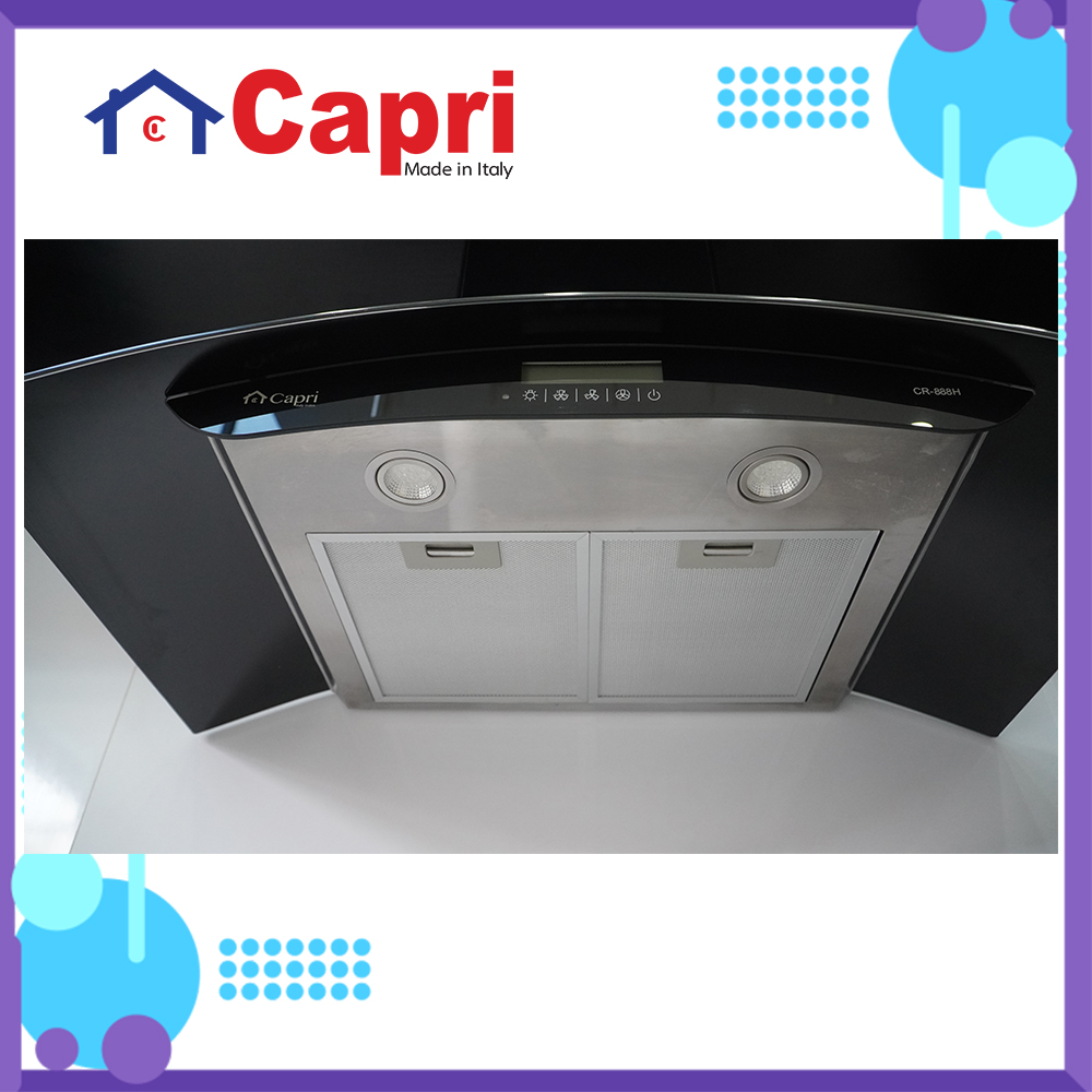 Máy hút mùi hiện đại kính cong Capri CR-888H | Điều khiển Remote từ xa | Hàng chính hãng