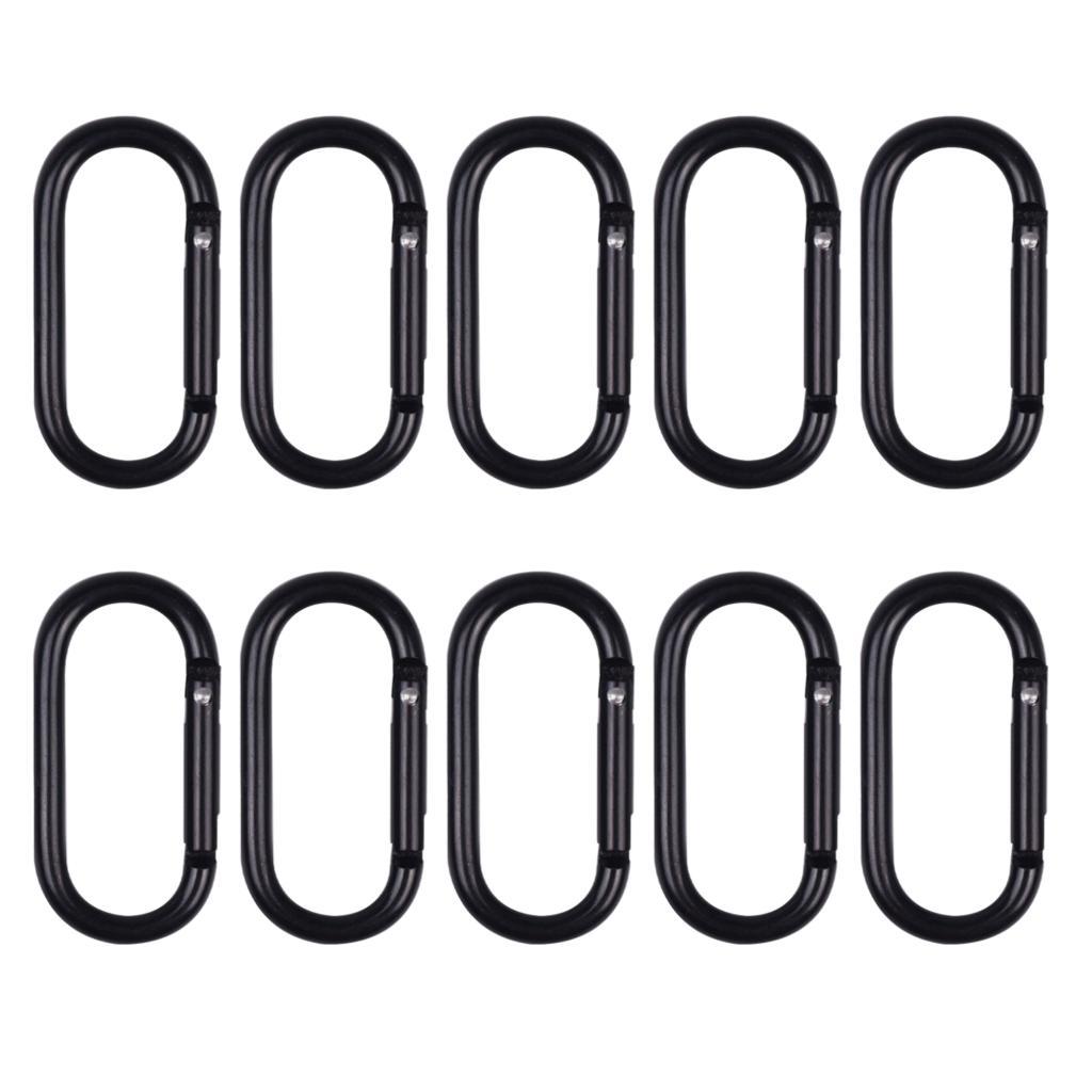 10x Locking Carabiner Clip Snap Hook Spring Karabiner Small Keychain Black