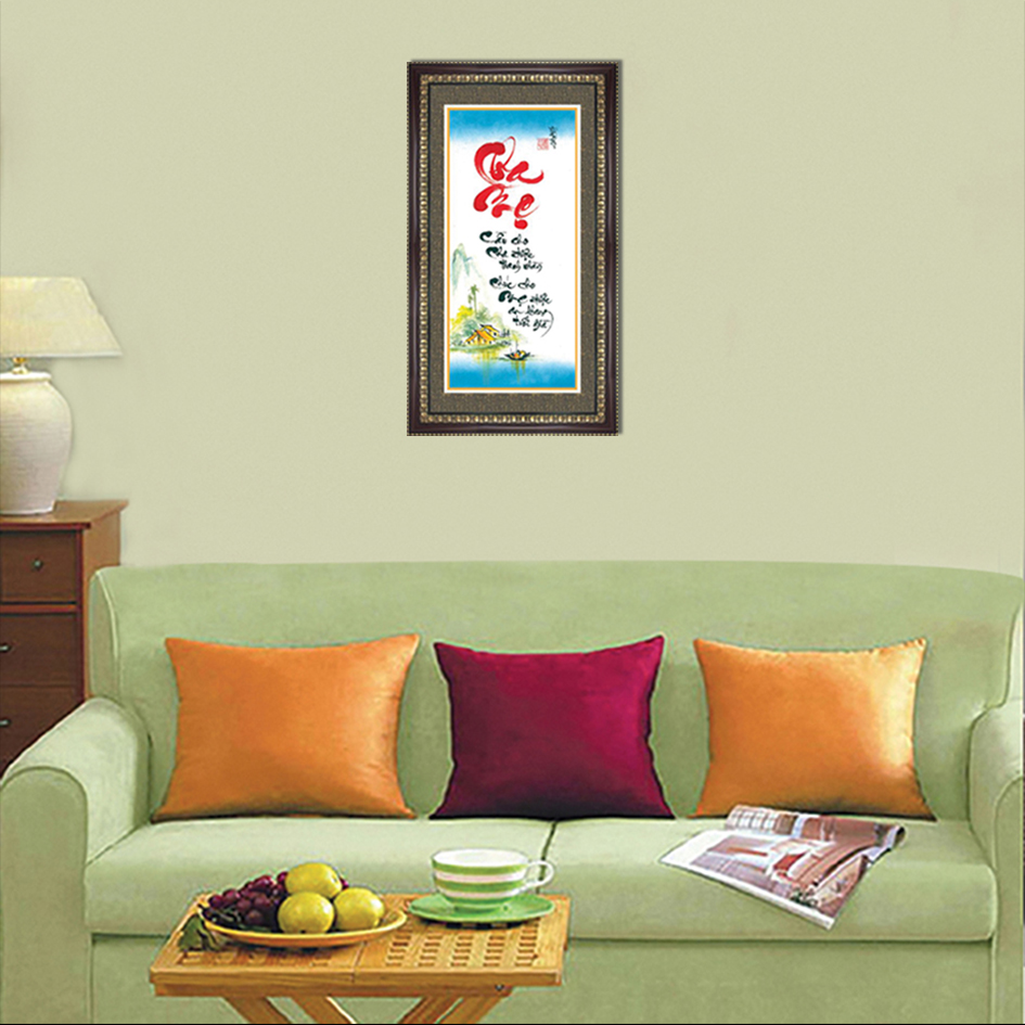 Tranh Khung Thư Pháp CẦU MONG CHA MẸ SỐNG LÂU TPT_40-13 Thế Giới Tranh Đẹp