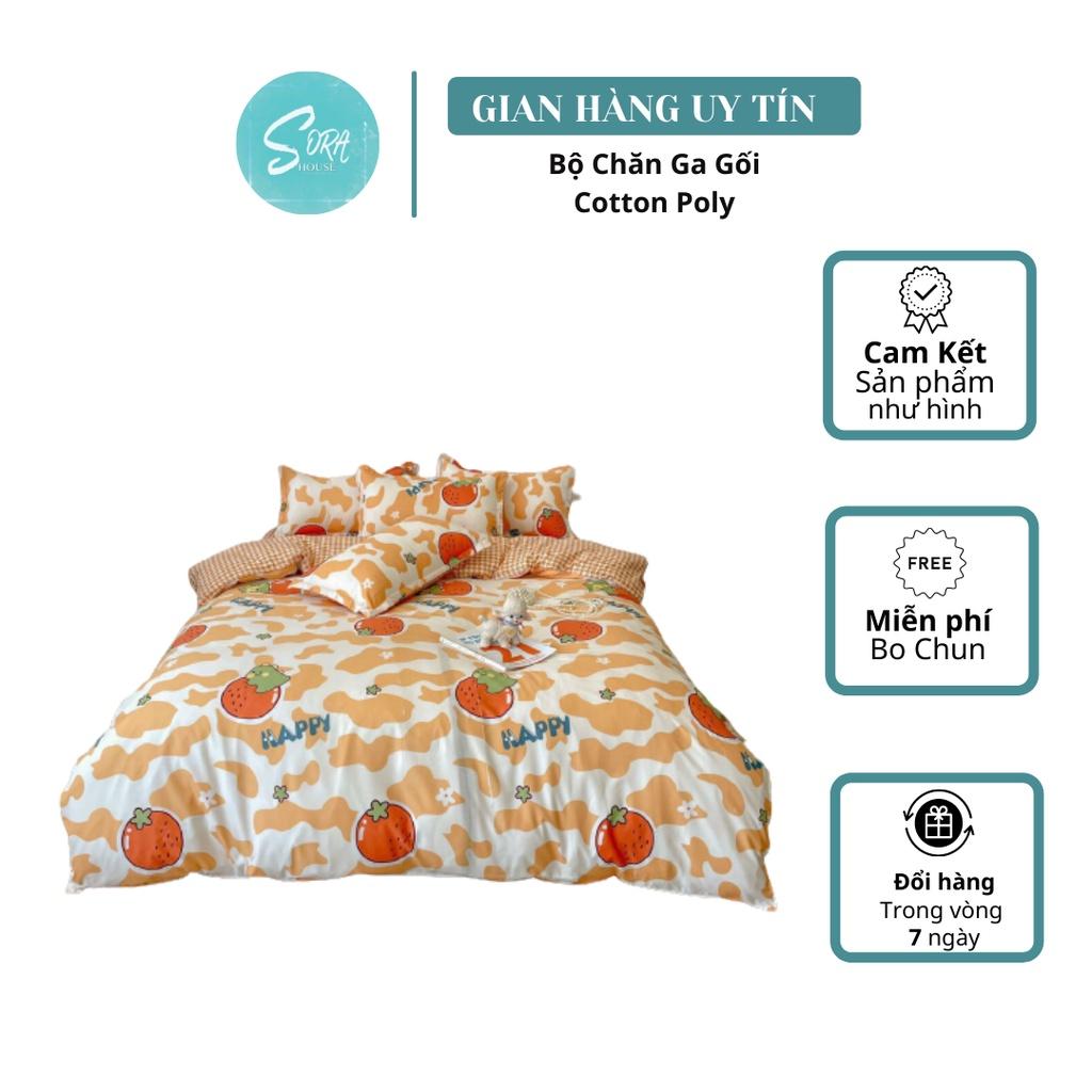 Bộ Chăn Ga Cotton Poly Beo Cam