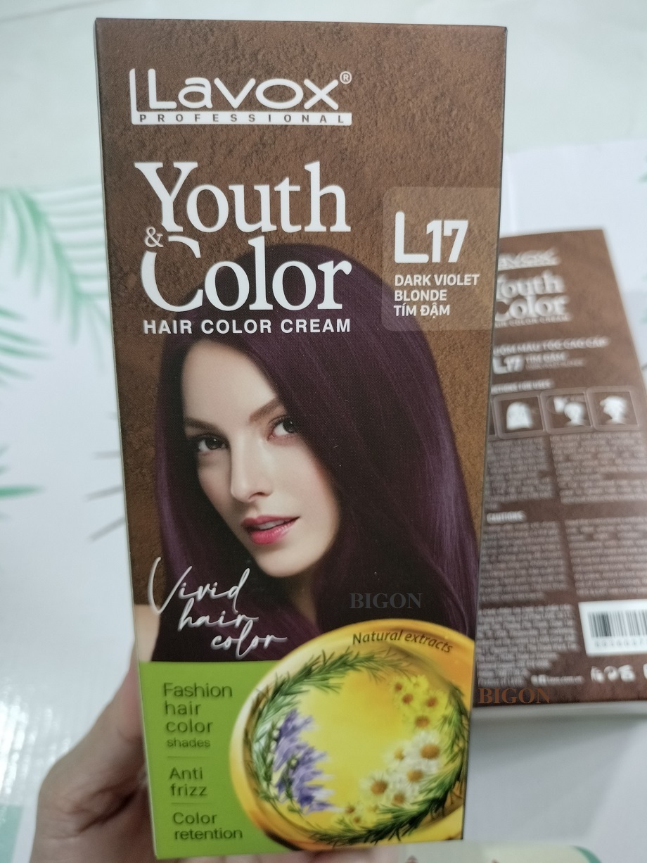 (Tím Đậm) Kem Nhuộm Tóc Màu Thời Trang Lavox Youth&amp;Color L17 - Dark Violet Blonde