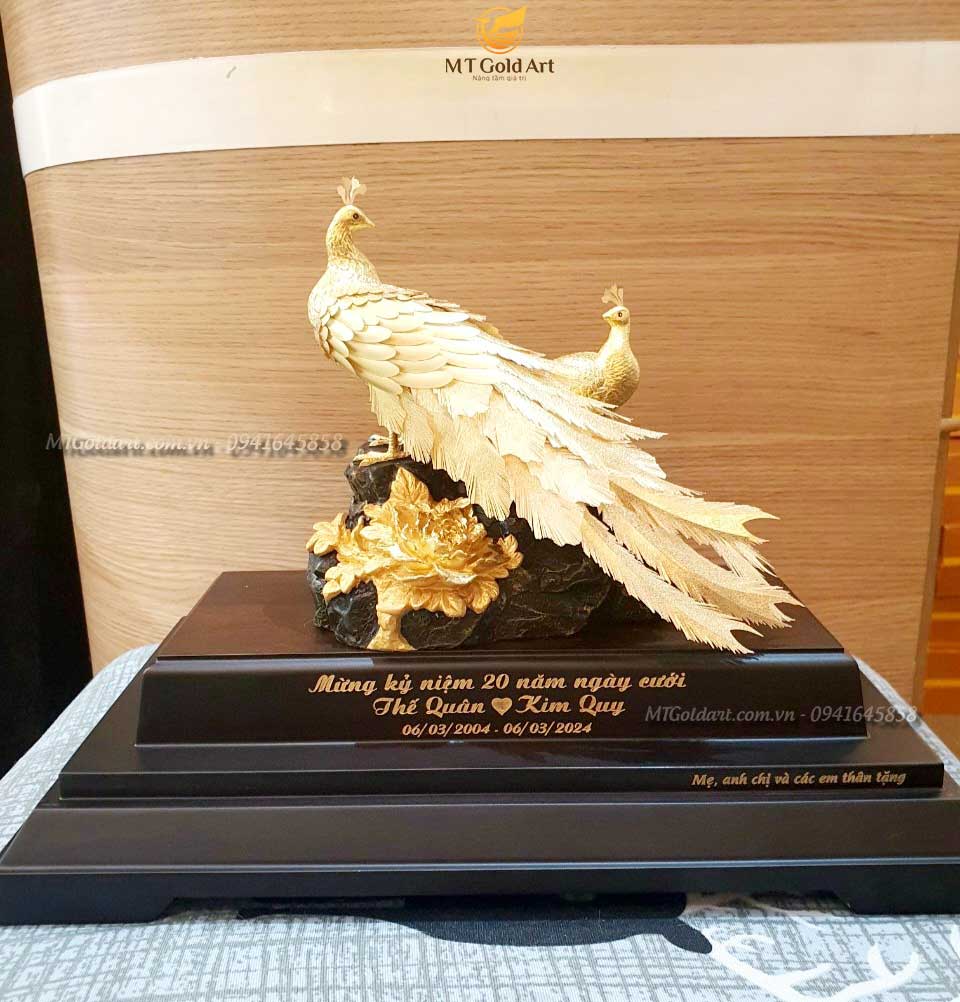 Tượng Đôi Chim Công Dát Vàng 24K (M02) MT Gold Art- Hàng chính hãng, trang trí nhà cửa, quà tặng dành cho sếp, đối tác, khách hàng.