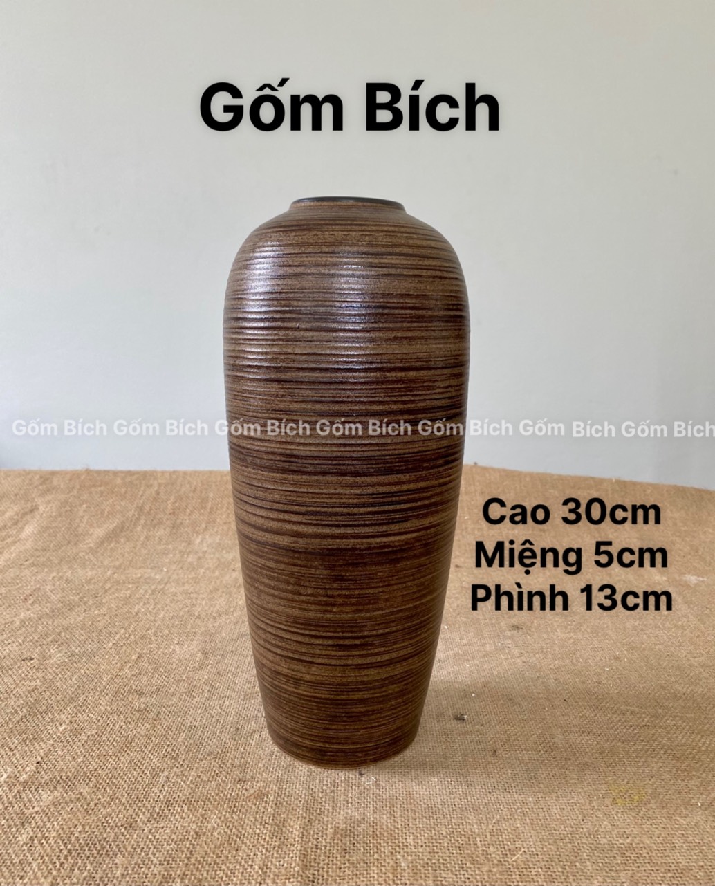 Bình Hoa Lọ Hoa Cao 30cm Dáng Bom Miệng Rộng Gốm Sứ Bát Tràng