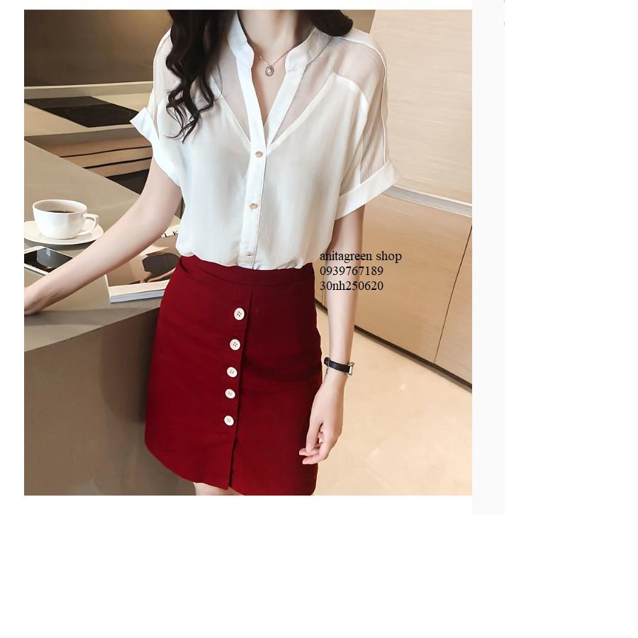 Nh250620-SƠ MI NỮ PHỐI LƯỚI TAY NGẮN