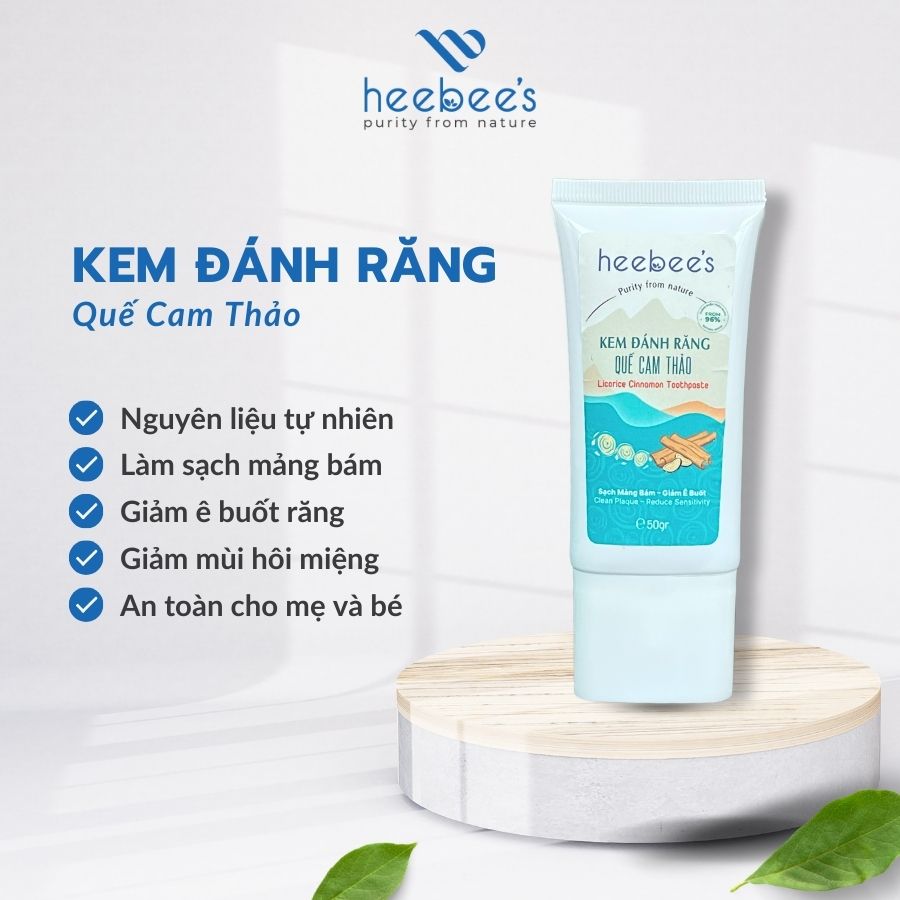 Kem Đánh Răng Quế Cam Thảo Heebee's 50gr - Sạch Mảng Bám, Giảm Ê Buốt