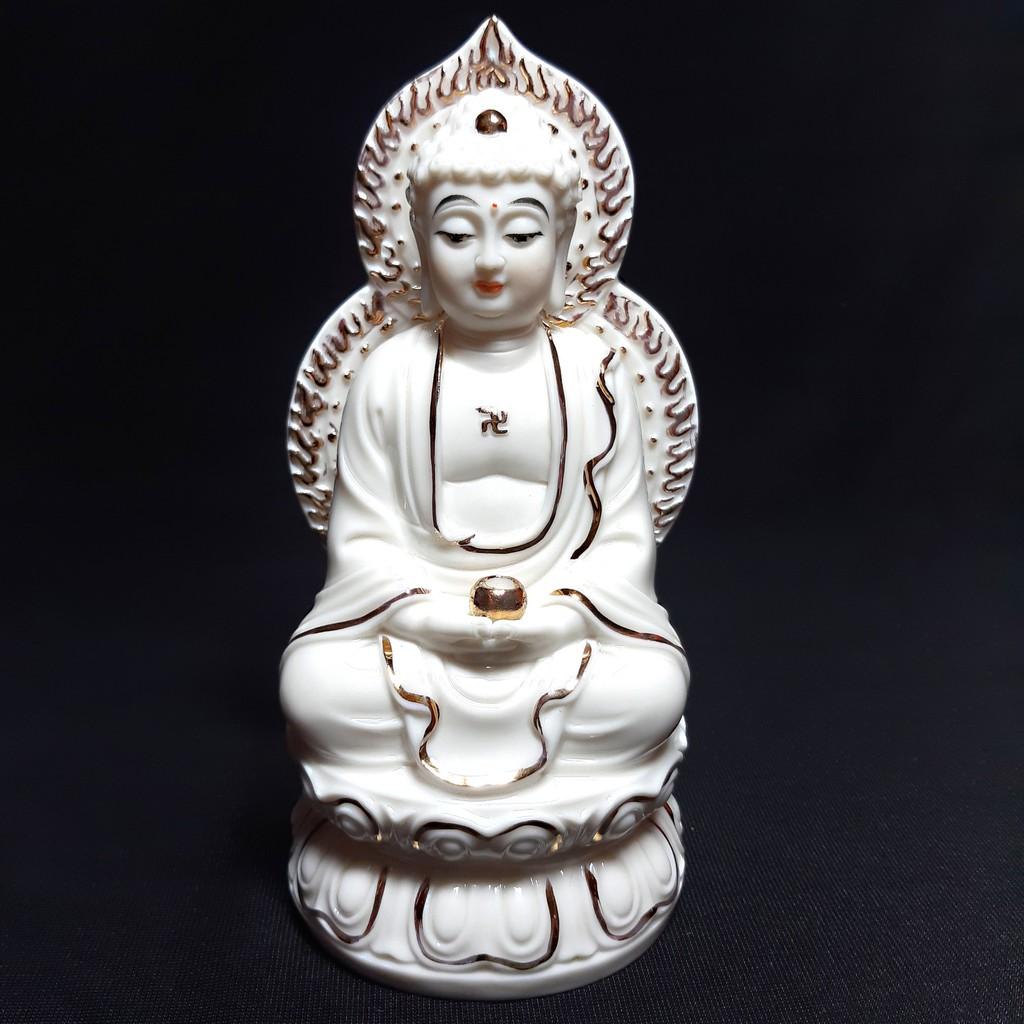 PHẬT THÍCH CA HÀO QUANG TRẮNG,HỒNG VẼ ĐỂ XE Ô TÔ CAO 14CM