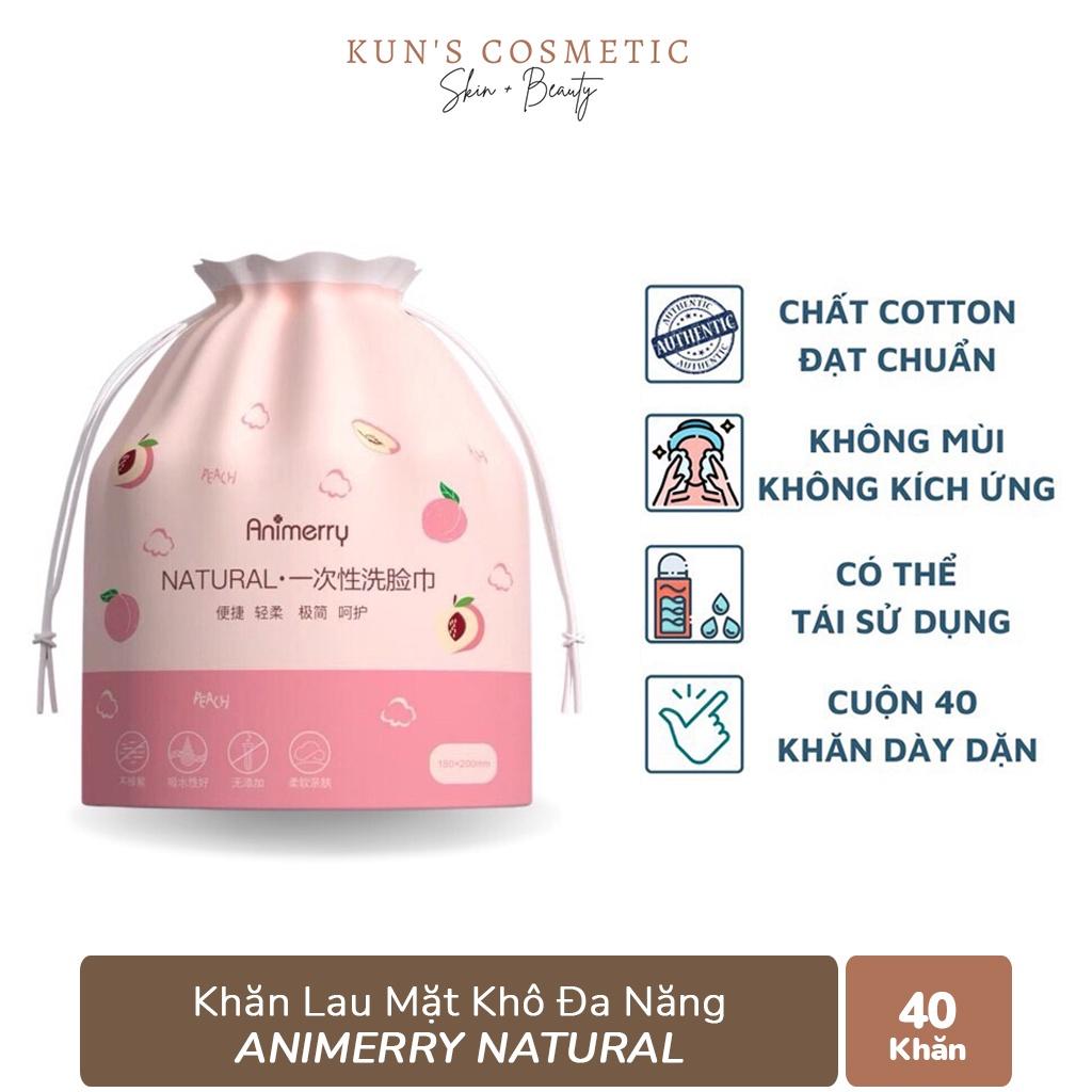 Khăn Lau Mặt Đa Năng Animerry Natural 1 Lần Sử Dụng, Tiện Lợi, An Toàn, Siêu Mềm – 1 Cuộn 40 Khăn