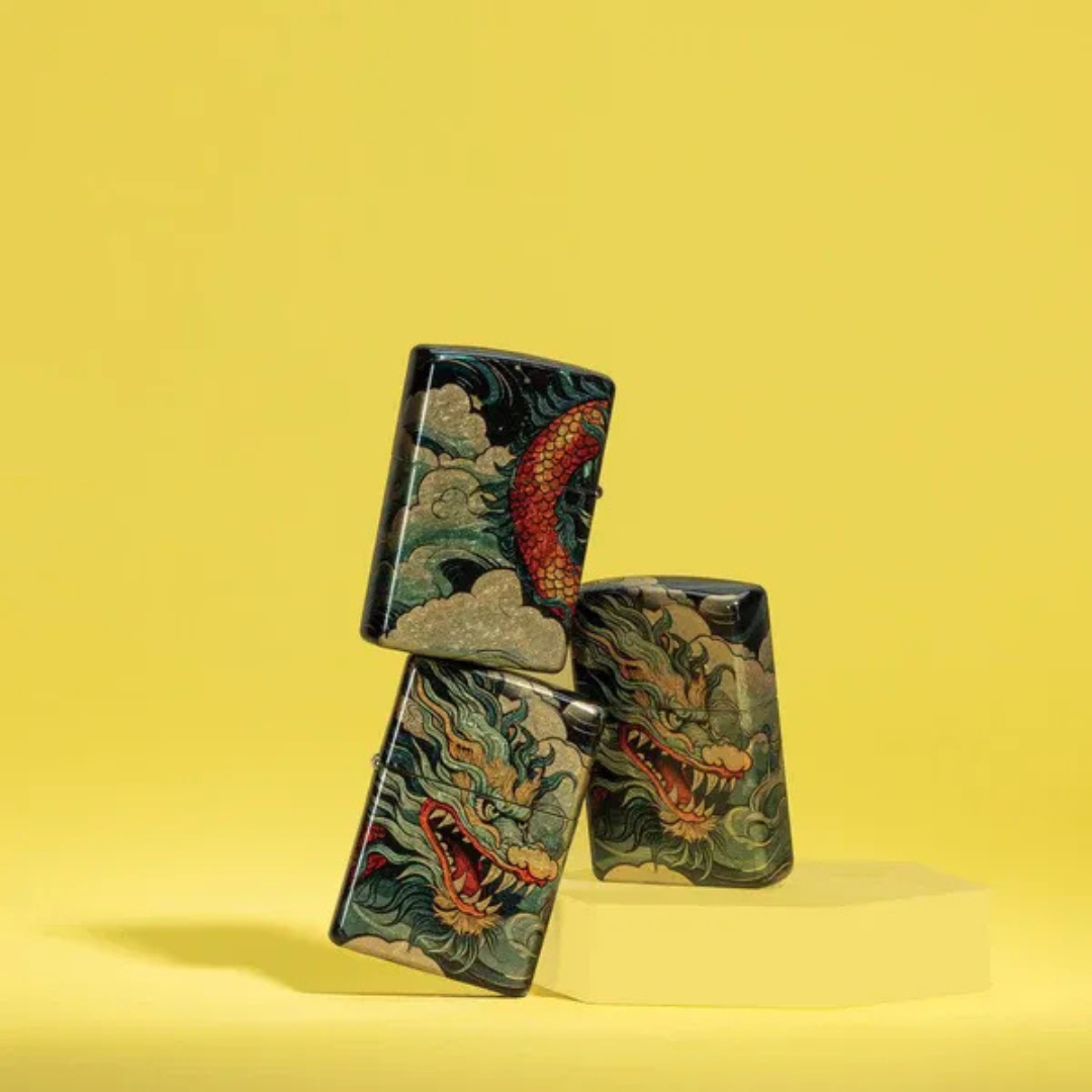 Bật lửa Zippo Dragon Fusion - Thiết Kế Rồng Vàng In Tràn Viền 540 Fusion Chính Hãng Mỹ, Vỏ Đồng Thau Tumbled Brass Cao Cấp