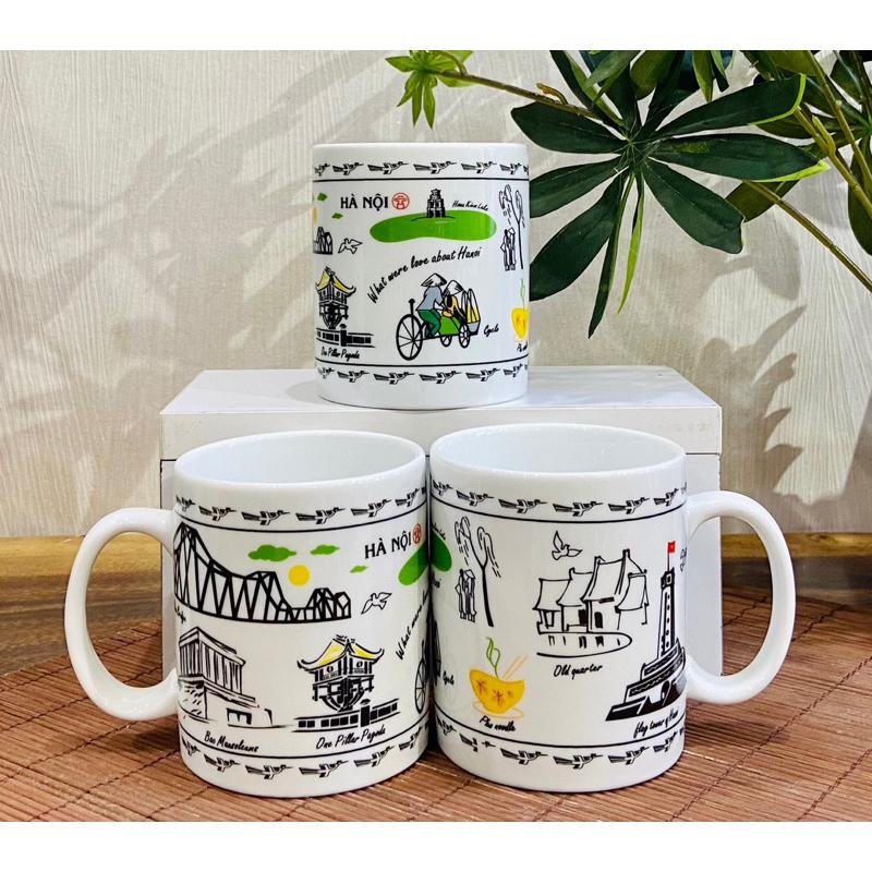 Ly uống nước vẽ cảnh Hà Nội. Gốm sứ Bát Tràng