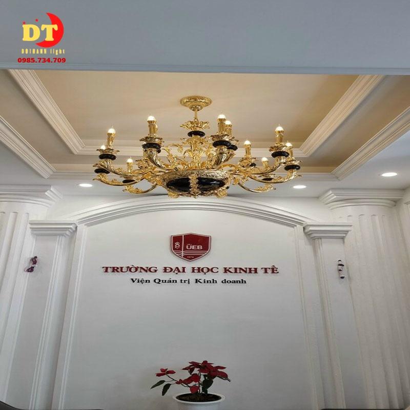 Đèn chùm nến mạ vàng 15 tay cao cấp DQM