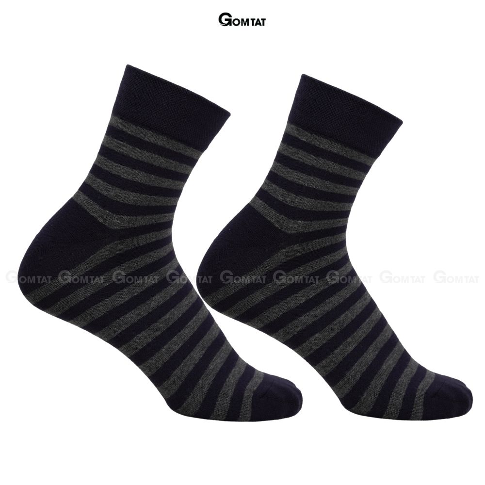 Tất vớ nam cổ trung GOMTAT cao cấp mẫu sọc ngang, chất liệu cotton mềm mại, hút ẩm, thoáng khí - GOM-MIX08-1DOI