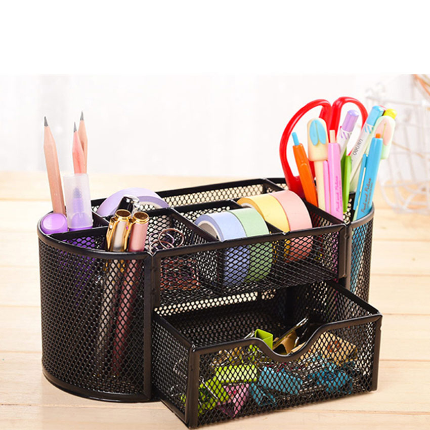 Hộp đựng bút để bàn Văn Phòng Phẩm NASI NS12 nhiều ngăn bằng thép sơn tĩnh điện cứng chắc khay đựng kệ để bút học sinh
