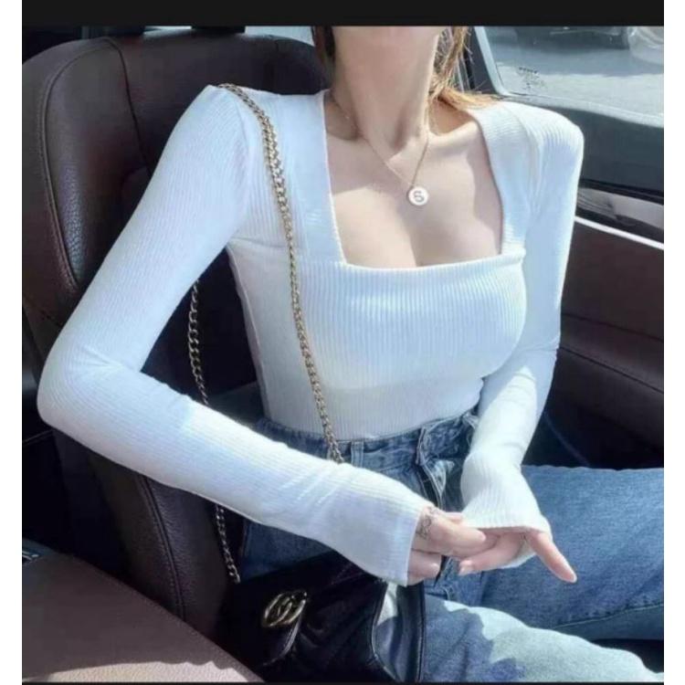 Áo cổ vuông tay dài fom dài