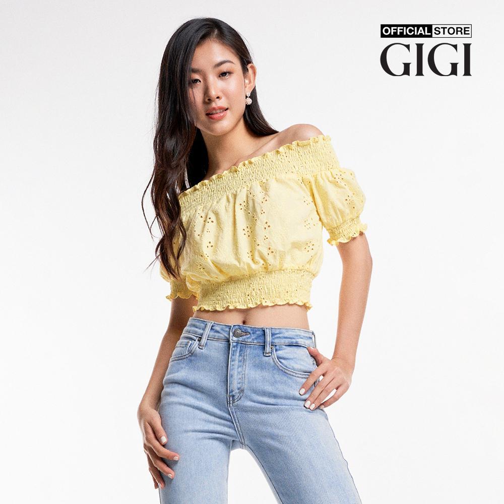 GIGI - Áo trễ vai nữ croptop bo thun thời trang G1201T233223-69