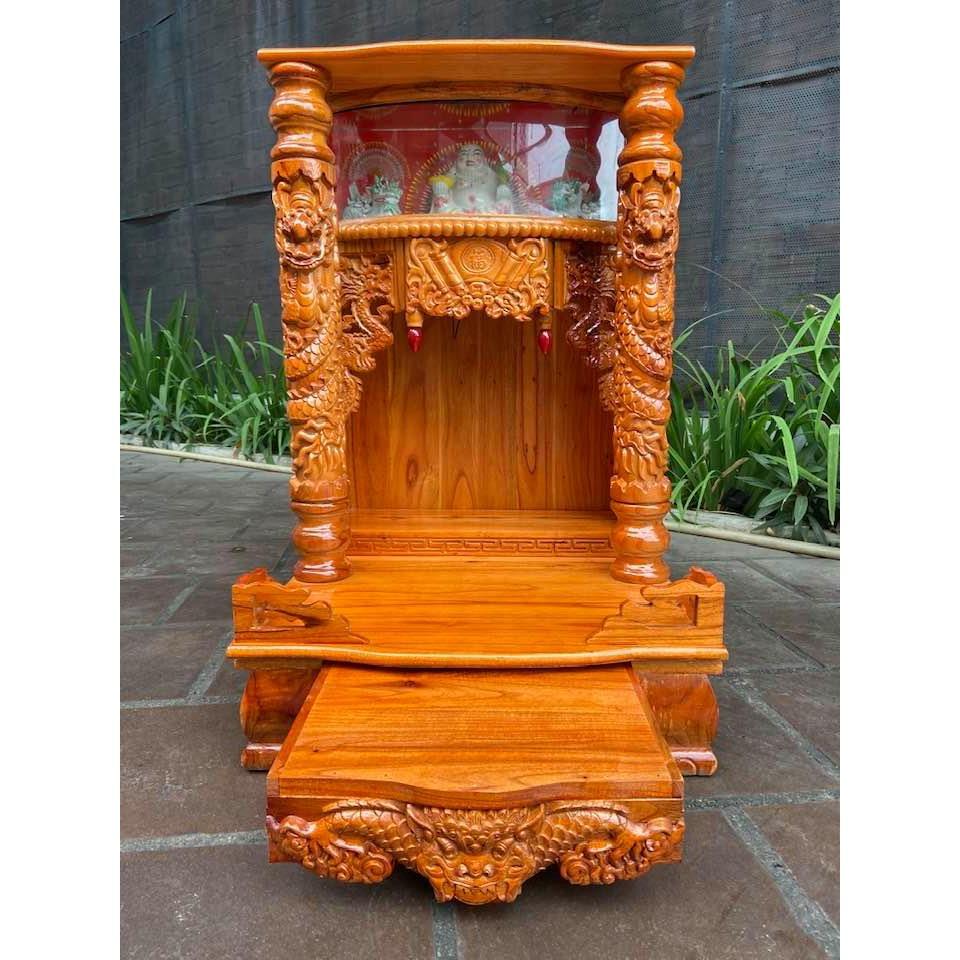 bàn thờ thần tài ông địa hộp đèn 56 x 88cm, bàn thờ ông địa gỗ gõ , bàn thờ gỗ