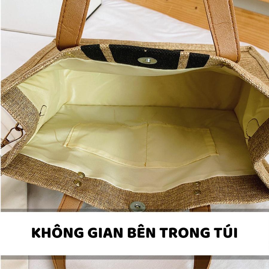 Túi Xách Nữ (Túi Tote) Kẻ Sọc Đeo Vai Form Lớn Đi Học &amp; Công Sở Phong Cách Thời Trang Hàn Quốc - Mã XT060