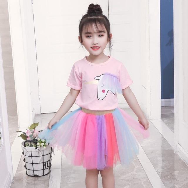 SET VÁY ÁO CÔNG CHÚA NGỰA UNICORN BÉ GÁI