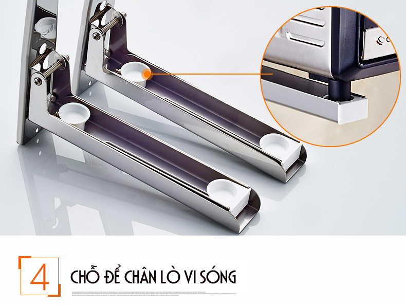 GIÁ ĐỠ LÒ VI SÓNG KIÊM MÓC TREO ĐỒ TIỆN LỢI, TIẾT KIỆM KHÔNG GIAN - INOX 304