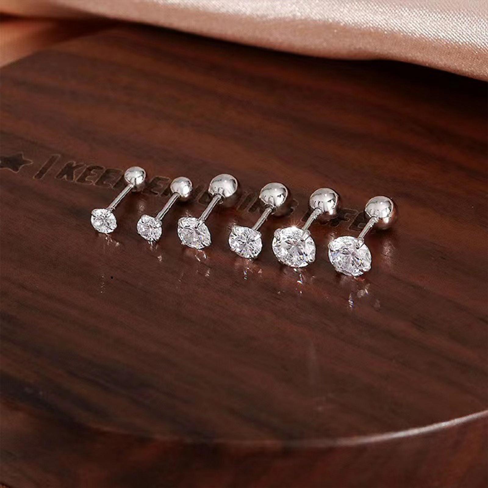 Stud Earrings Barbell Earrings Gifts Jewelry Round Statement Zircon Ear Studs   Ball Studs for Wedding Party Festival Girls Women