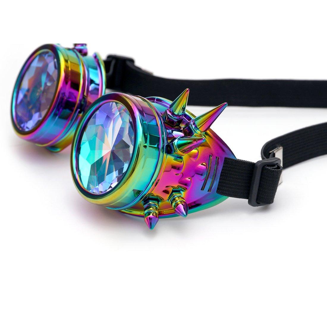 Kính vạn hoa Cầu vồng Steampunk Goggles Tròng kính hàn Bảo vệ mắt