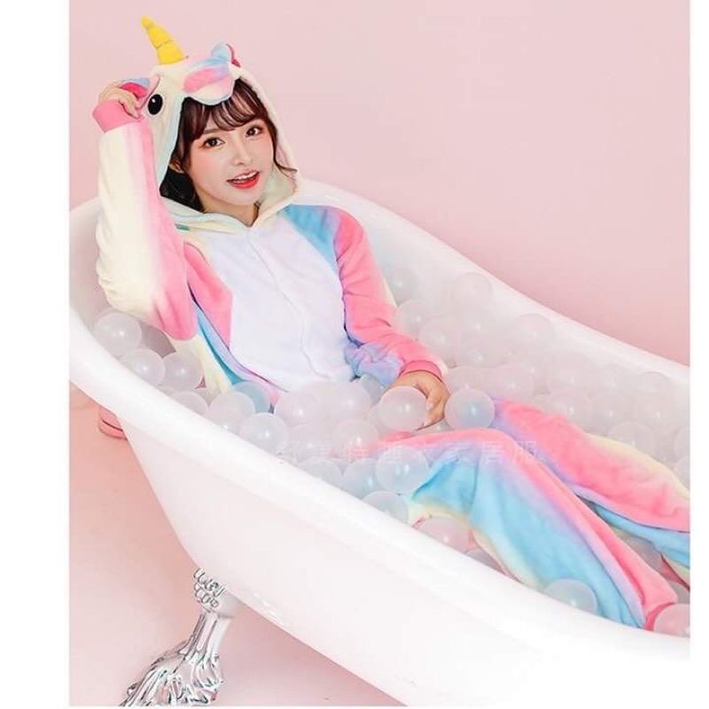 (Có sẵn, kèm dép) Combo Bộ đồ kỳ lân unicorn mix 5 màu kèm dép cho bé và người lớn