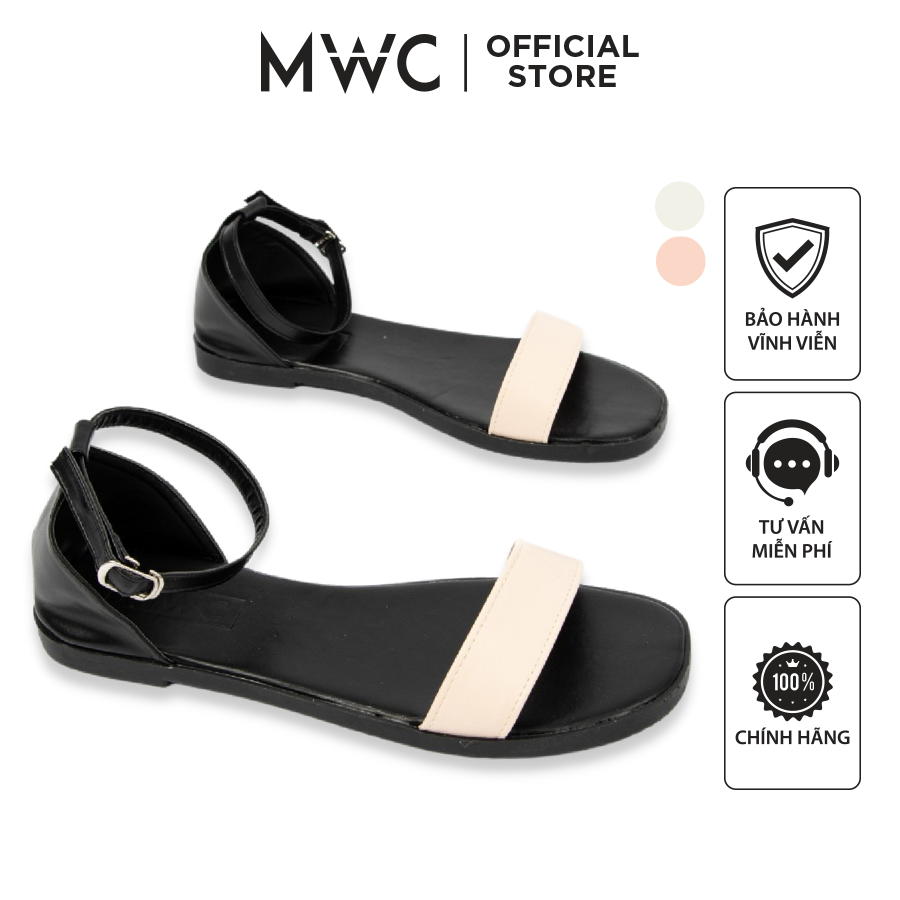 Giày MWC 2894 - Giày Sandal Đế Bệt Quai Ngang Mảnh Đế Bệt Siêu Xinh