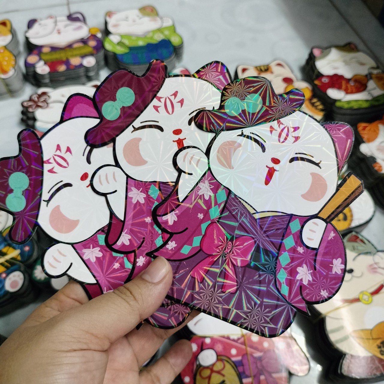 Combo 5 Bao Lì Xì Chibi Mèo 36 Sắc Thái 4D Phản Quang Cầu May Mắn Quý Mão 2023 Quà Tặng Đáng Yêu
