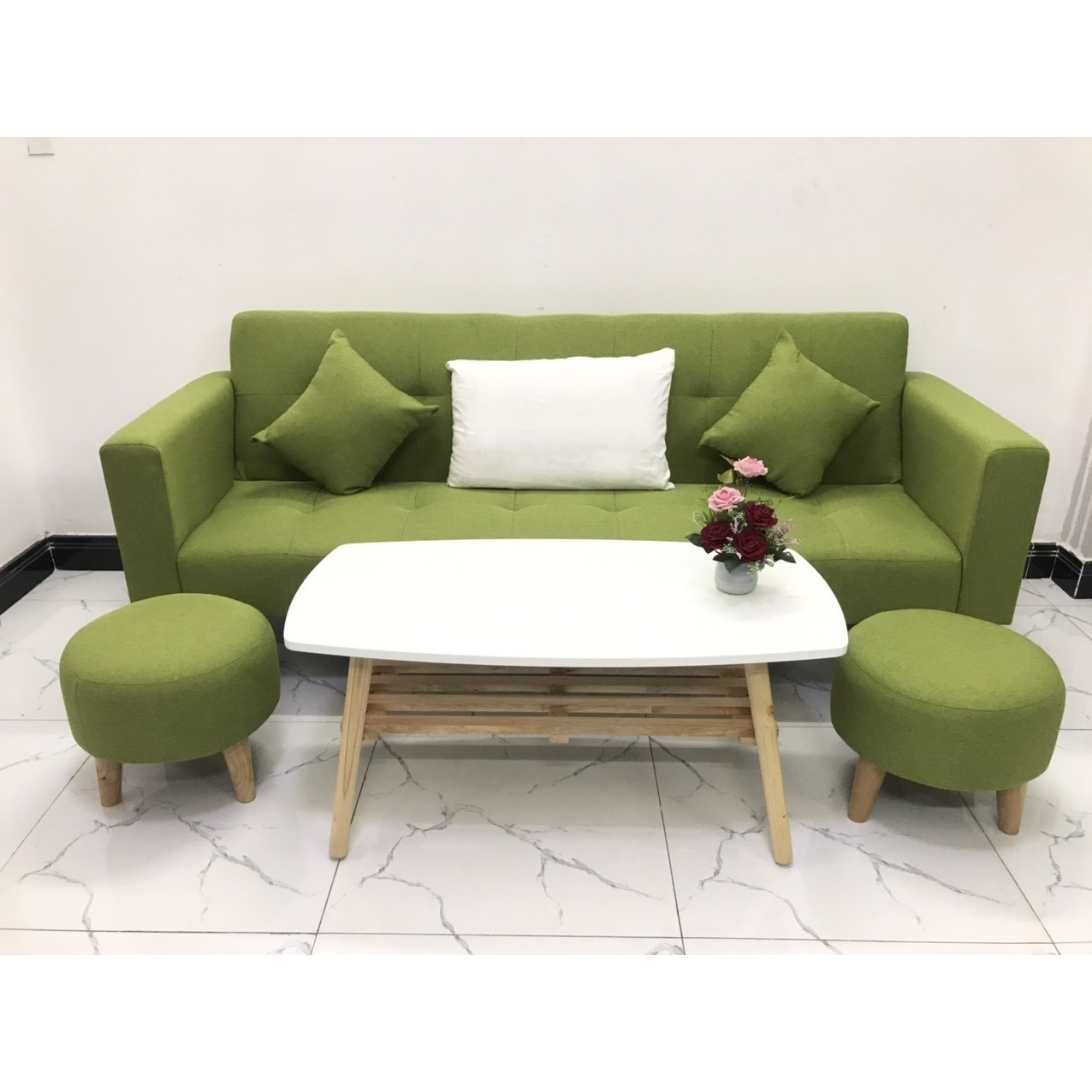 Bộ ghế sofa giường 2mx90 sofa bed tay vịn phòng khách sopha salon linco15