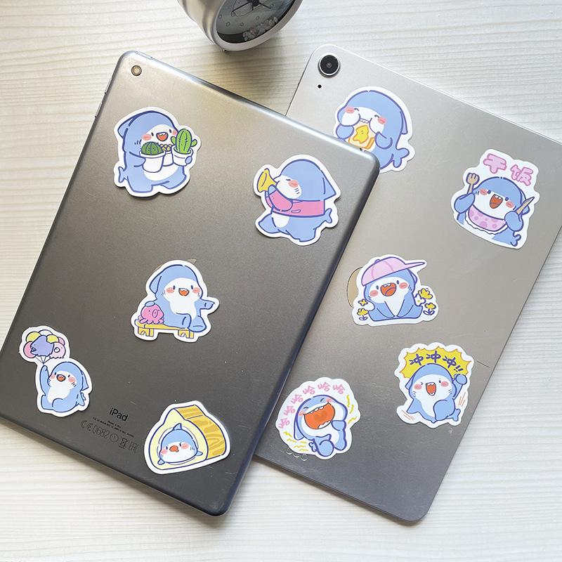 Sticker CÁ MẬP TRUNG QUỐC hoạt hình cute trang trí mũ bảo hiểm,guitar,ukulele,điện thoại,sổ tay,laptop-mẫu S94