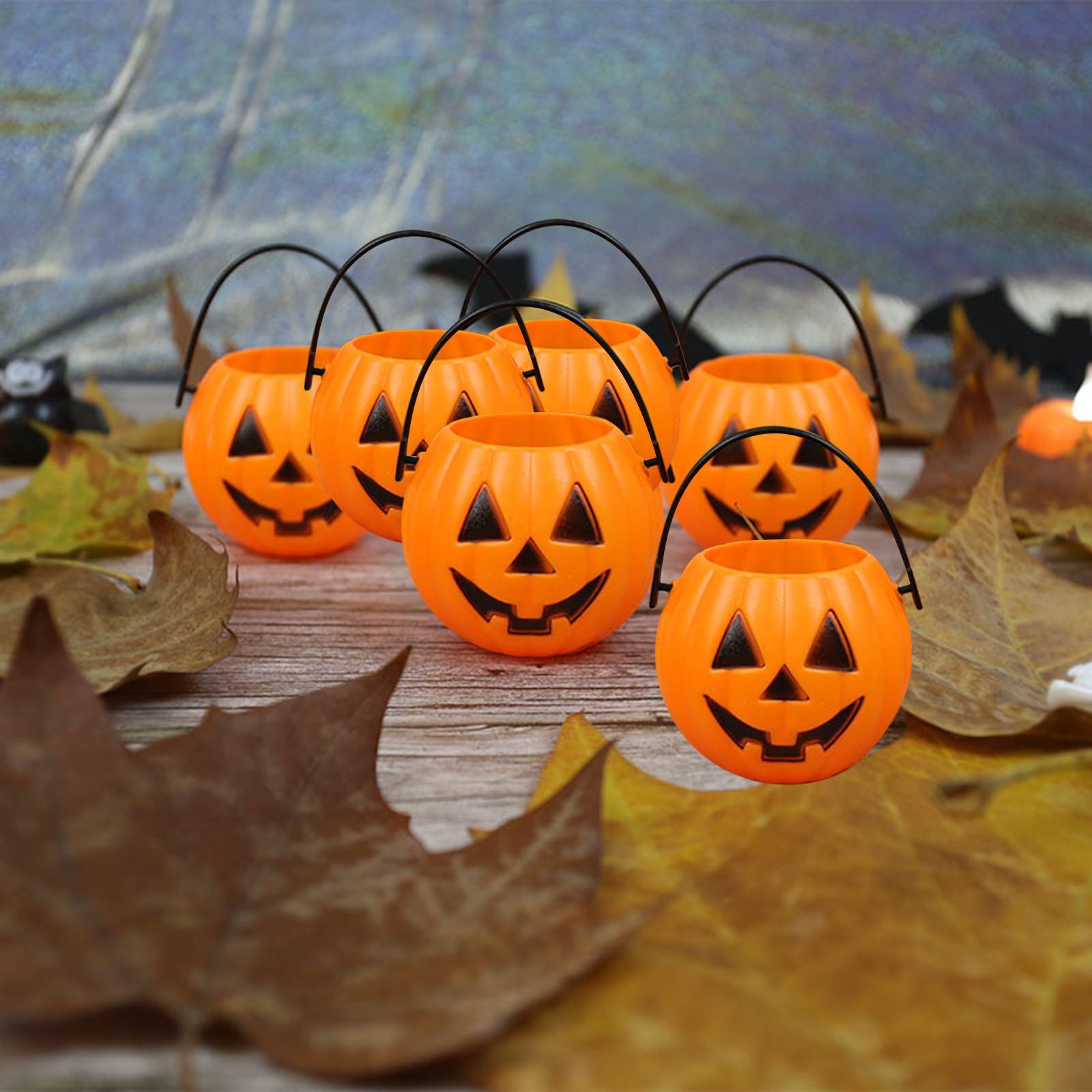 6x Halloween Pumpkin Buckets Candy Pail Holder Decoration for Favors