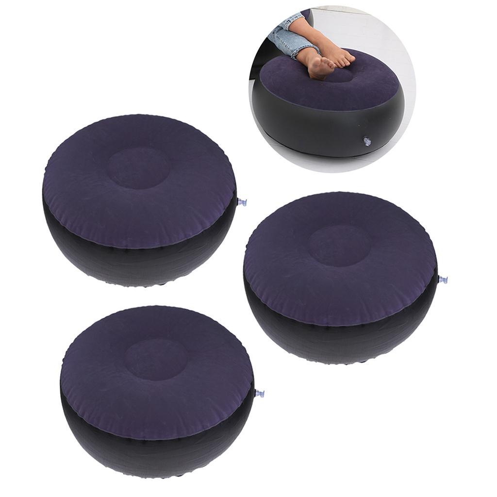 3x Portable Air Inflatable Stool Ottoman Chair For Fishing Bedroom Dark Blue