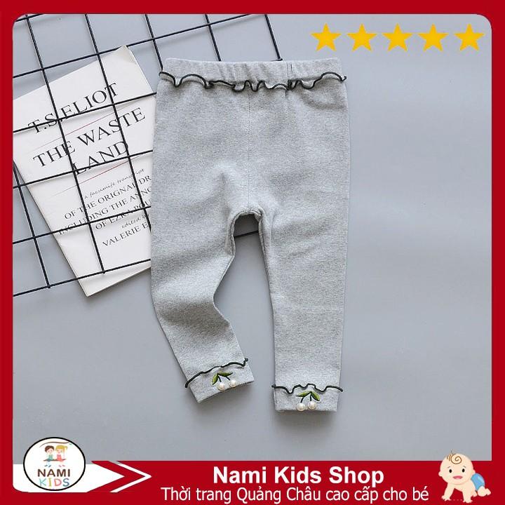 [T19:H30] Quần legging thêu hoa chất thun cotton mỏng mát cho bé