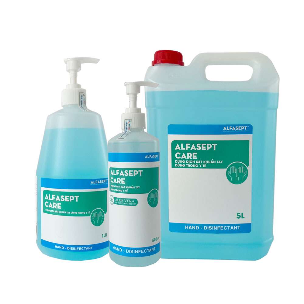 Dung dịch sát khuẩn tay nhanh ALFASEPT PURE 1L - Tiết kiệm, hiệu quả vi sinh tốt, dưỡng ẩm da tay